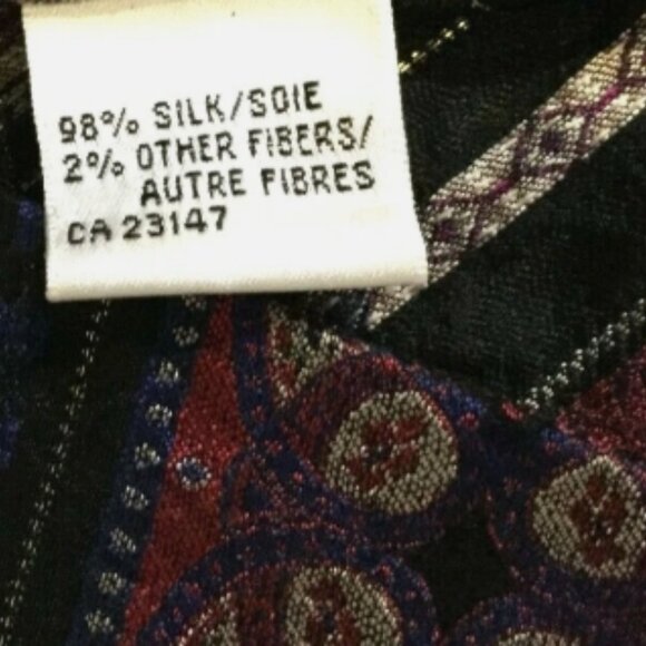 Talbots Womens Petites 4P Button Front Suit Jacket Top Blouse Silk Burgundy Navy - Picture 8 of 9